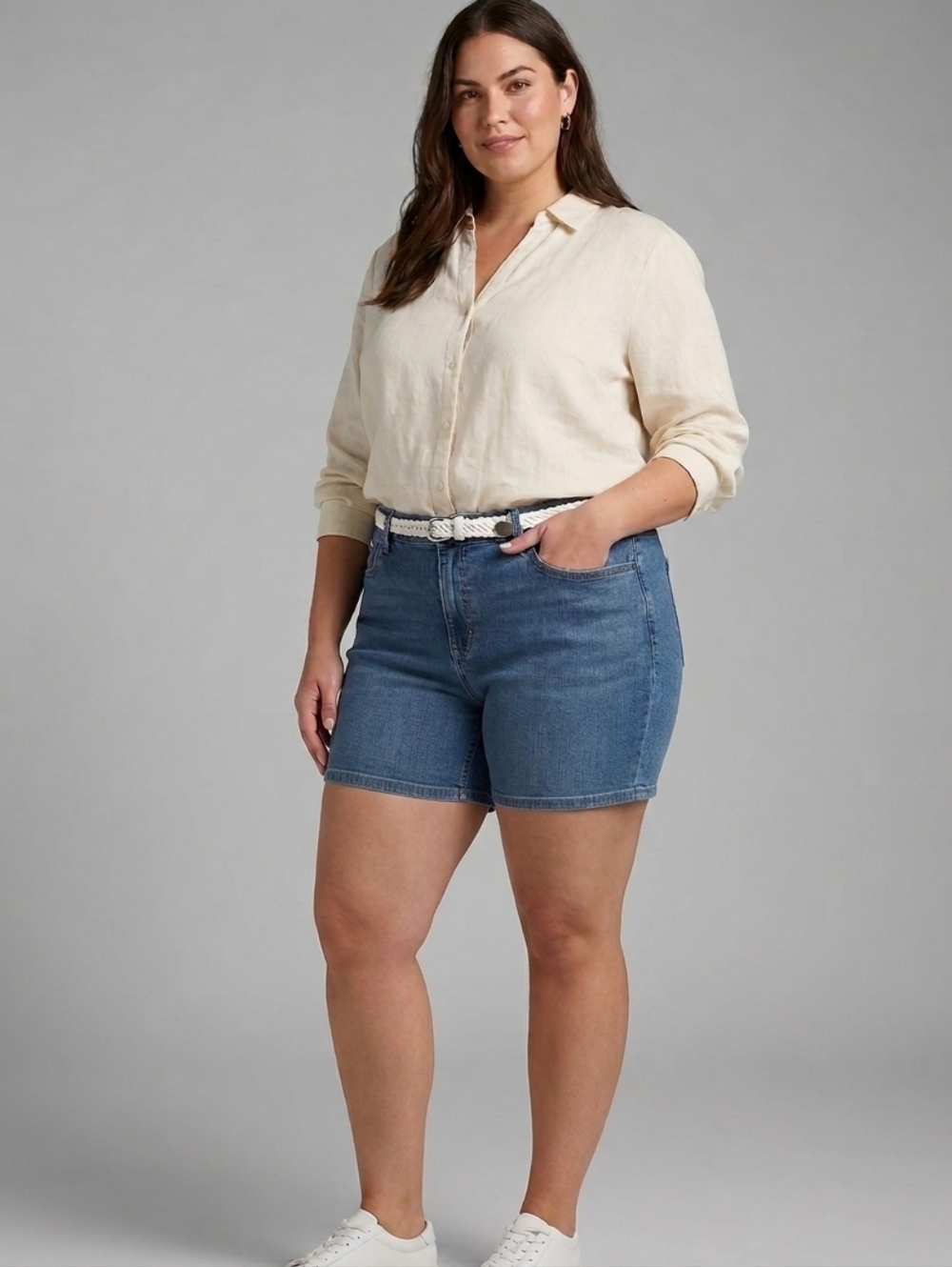 Lee Mid-Rise Blue Denim Shorts